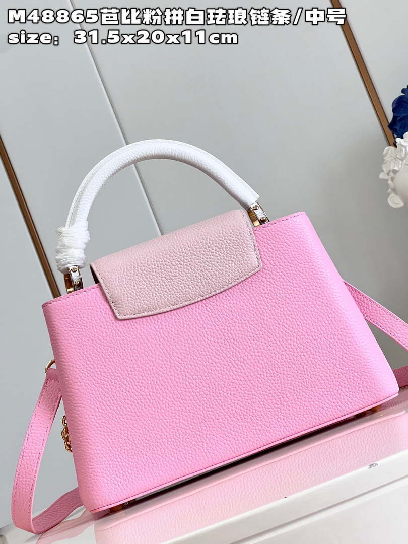 LV M22375 Louis Vuitton Capucines MM Rose Chamallow Pink - Default Title - View 7