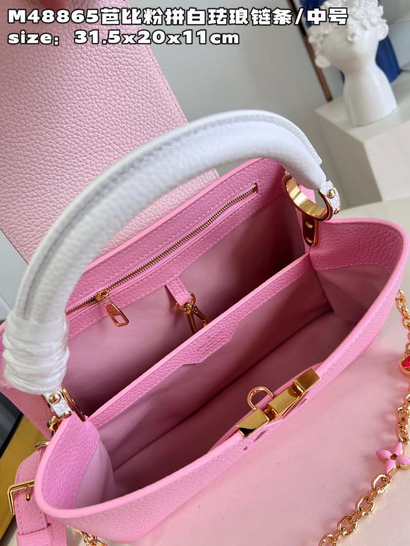 LV M22375 Louis Vuitton Capucines MM Rose Chamallow Pink - Default Title - View 8