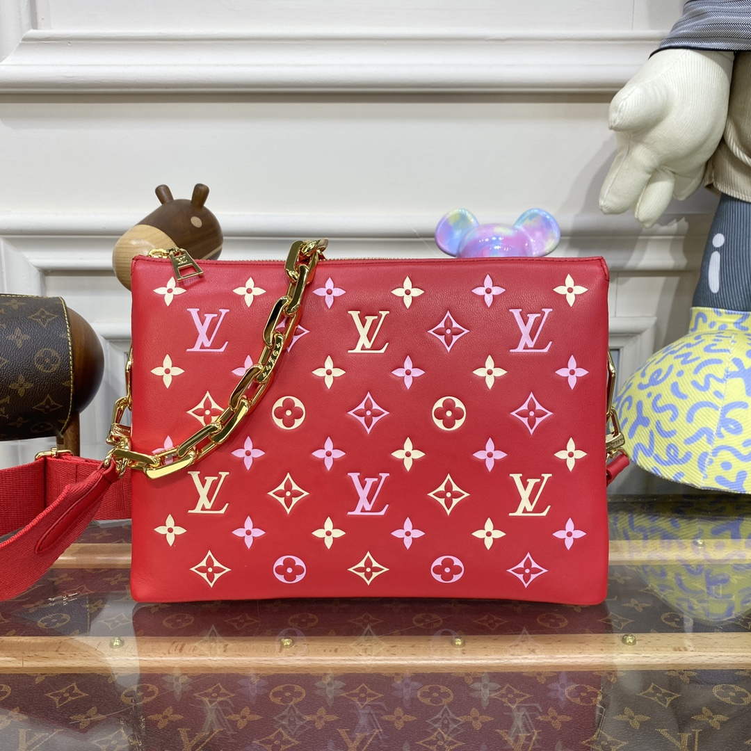 LV M22397 Louis Vuitton Coussin PM Handbag Coquelicot Red - Default Title - View 1
