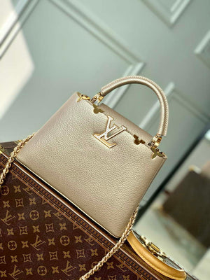LV M22436 Louis Vuitton Capucines BB Handbag Griotte Pearlescent khaki - Default Title - View 1