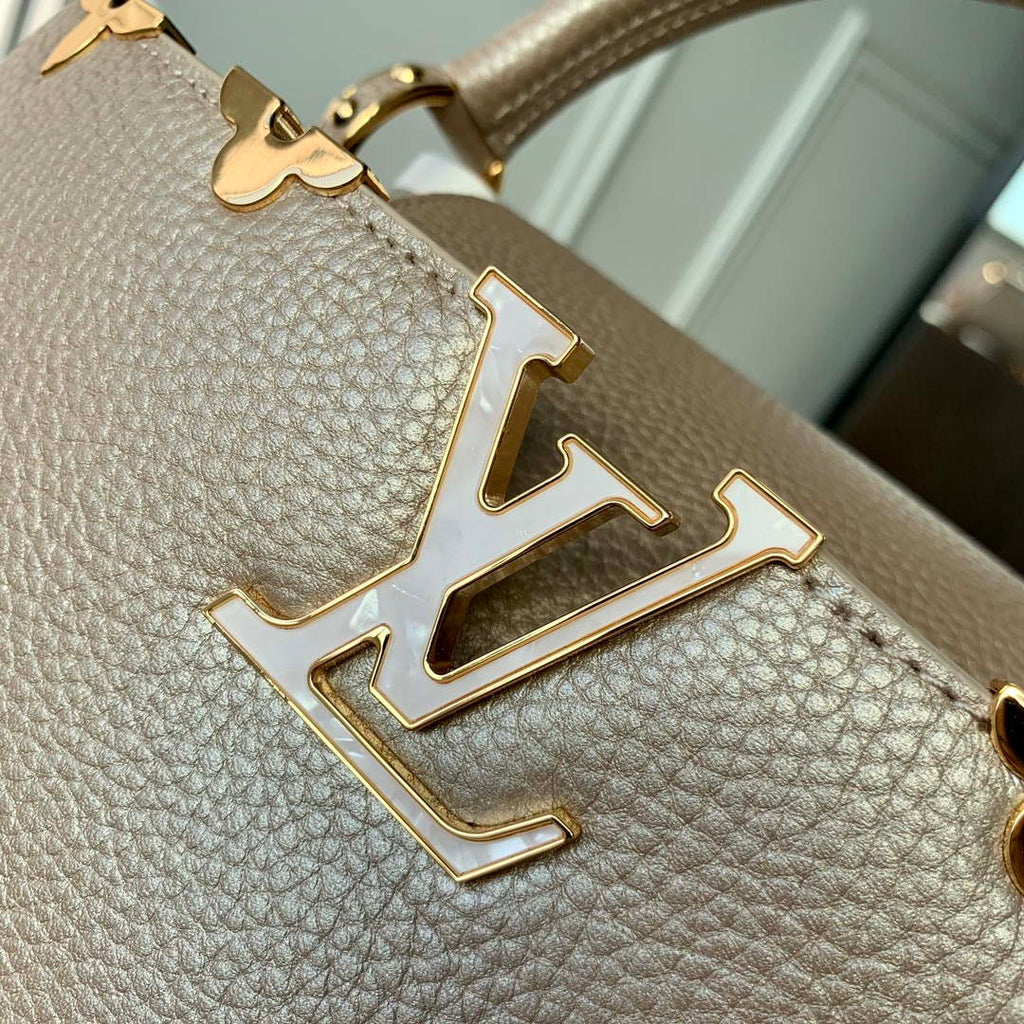 LV M22436 Louis Vuitton Capucines BB Handbag Griotte Pearlescent khaki