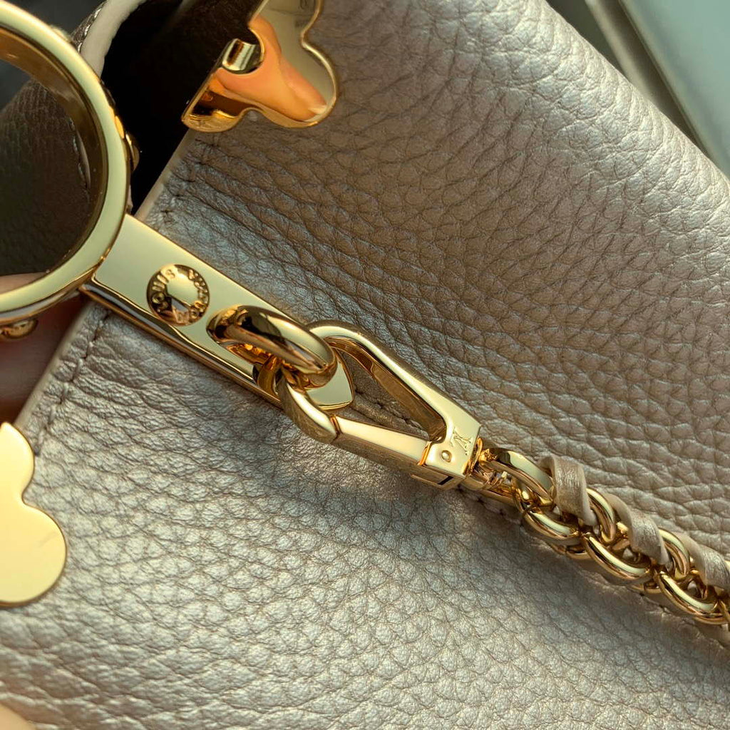 LV M22436 Louis Vuitton Capucines BB Handbag Griotte Pearlescent khaki