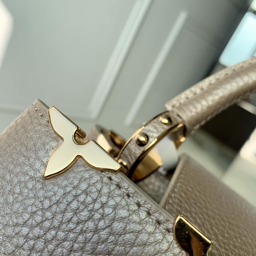 LV M22436 Louis Vuitton Capucines BB Handbag Griotte Pearlescent khaki