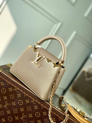 LV M22436 Louis Vuitton Capucines Mini Handbag Griotte Pearlescent khaki - Default Title - View 2