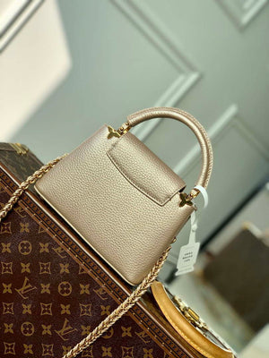 LV M22436 Louis Vuitton Capucines Mini Handbag Griotte Pearlescent khaki - Default Title - View 3