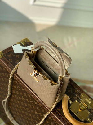 LV M22436 Louis Vuitton Capucines Mini Handbag Griotte Pearlescent khaki - Default Title - View 9