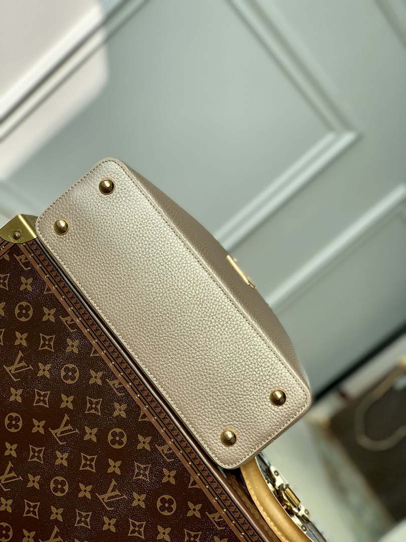 LV M22436 Louis Vuitton Capucines MM Handbag Griotte Pearlescent khaki