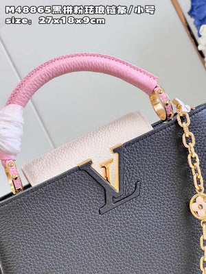 LV M22512 Louis Vuitton Capucines BB Bag Black and Pink - Default Title - View 3