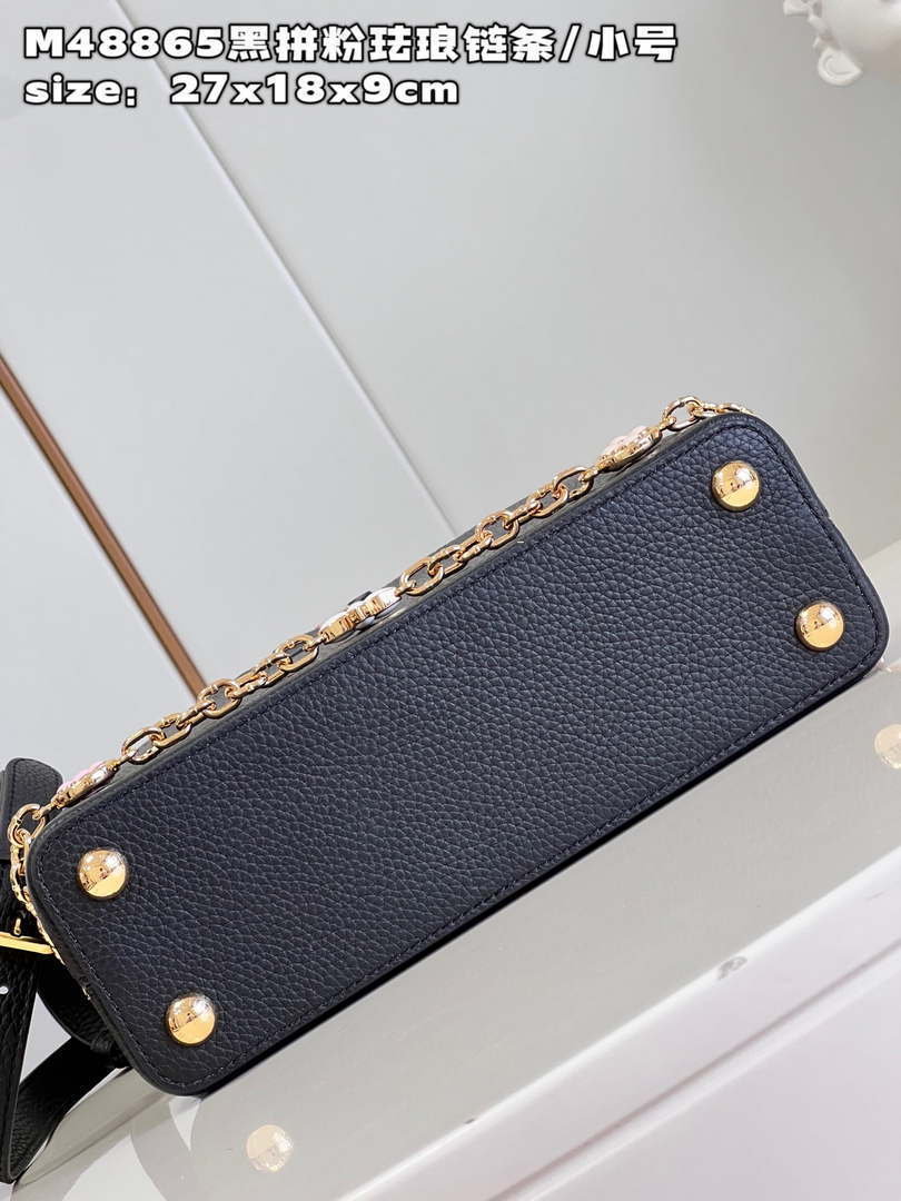 LV M22512 Louis Vuitton Capucines BB Bag Black and Pink - Default Title - View 5