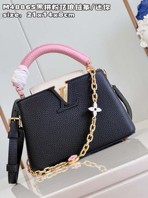 LV M22512 Louis Vuitton Capucines Mini Black and Pink - Default Title - View 2