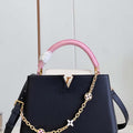 LV M22512 Louis Vuitton Capucines MM Black and Rose Pink - Default Title - View 1