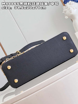 LV M22512 Louis Vuitton Capucines MM Black and Rose Pink - Default Title - View 5