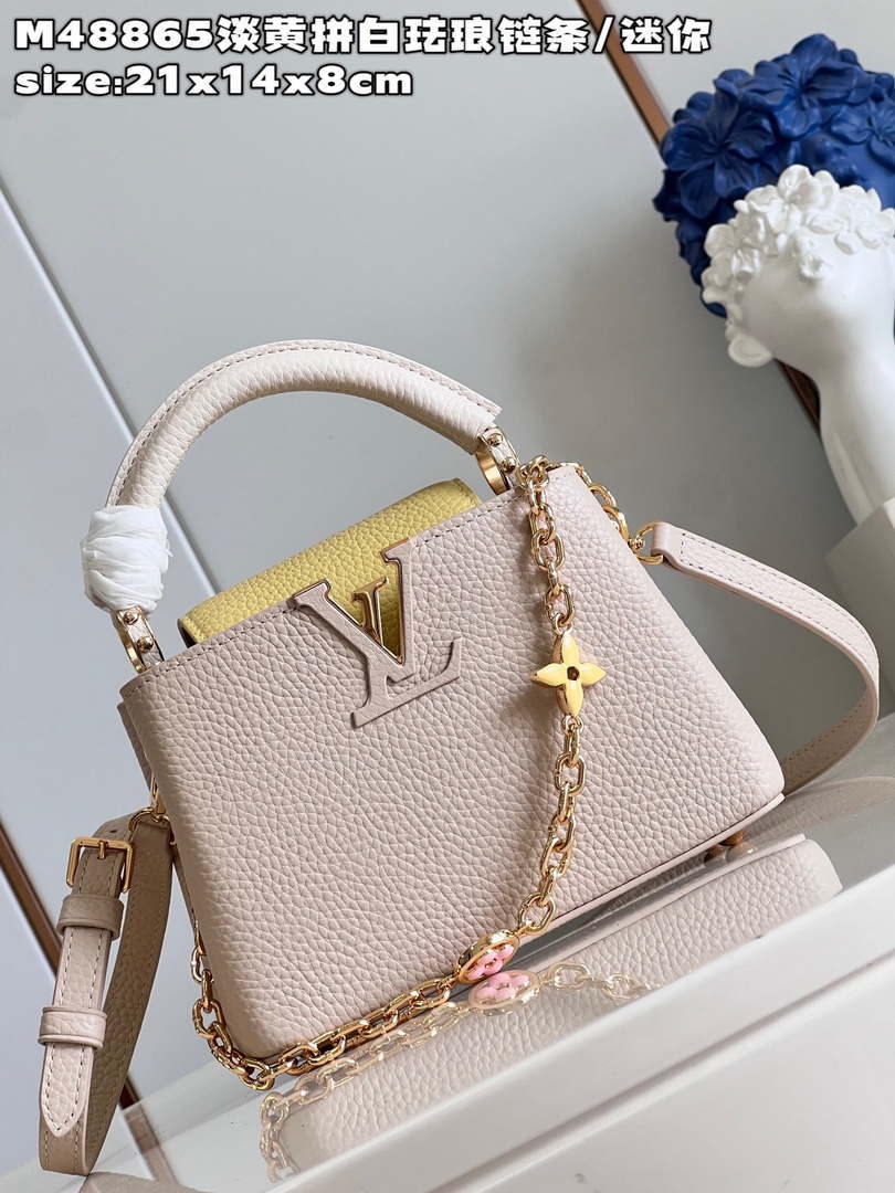 LV M22514 Louis Vuitton Capucines Mini Jaune Plume Yellow - Default Title - View 2