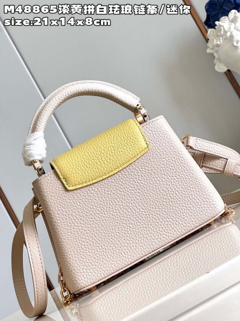 LV M22514 Louis Vuitton Capucines Mini Jaune Plume Yellow