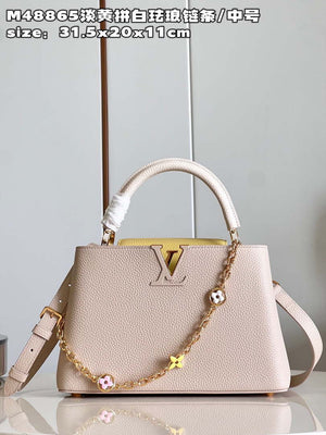 LV M22514 Louis Vuitton Capucines MM Crame Beige - Default Title - View 1