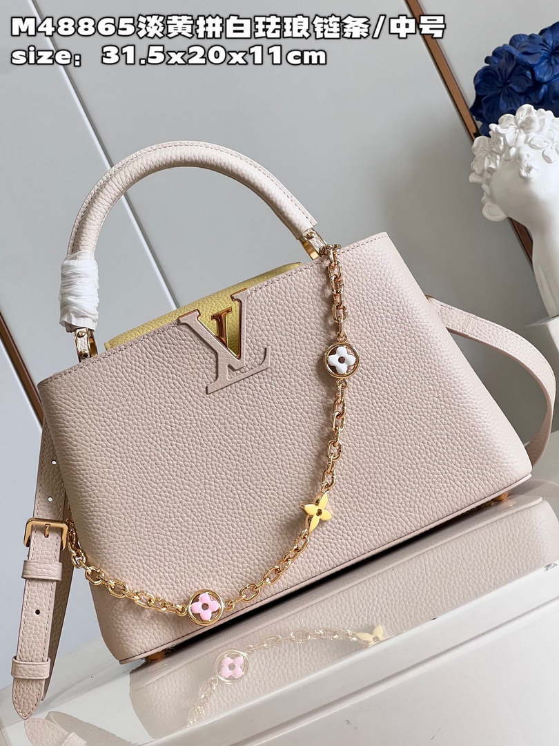 LV M22514 Louis Vuitton Capucines MM Crame Beige - Default Title - View 2
