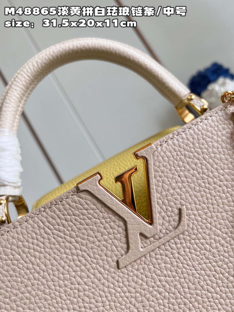 LV M22514 Louis Vuitton Capucines MM Crame Beige - Default Title - View 3