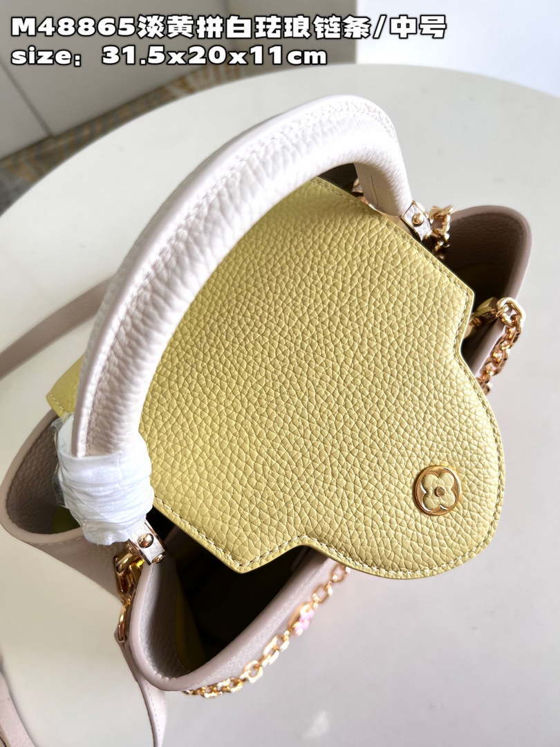 LV M22514 Louis Vuitton Capucines MM Crame Beige - Default Title - View 7