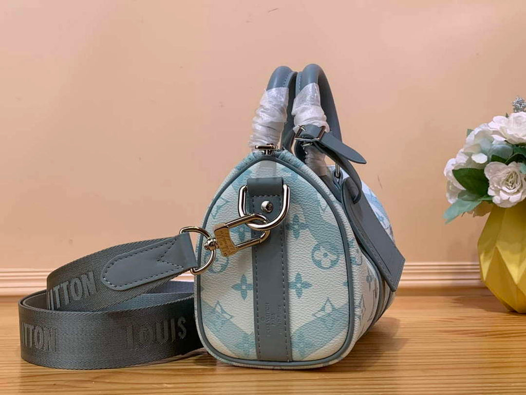 LV M22527 Louis Vuitton Keepall Bandouliere 25 Bag Crystal Blue
