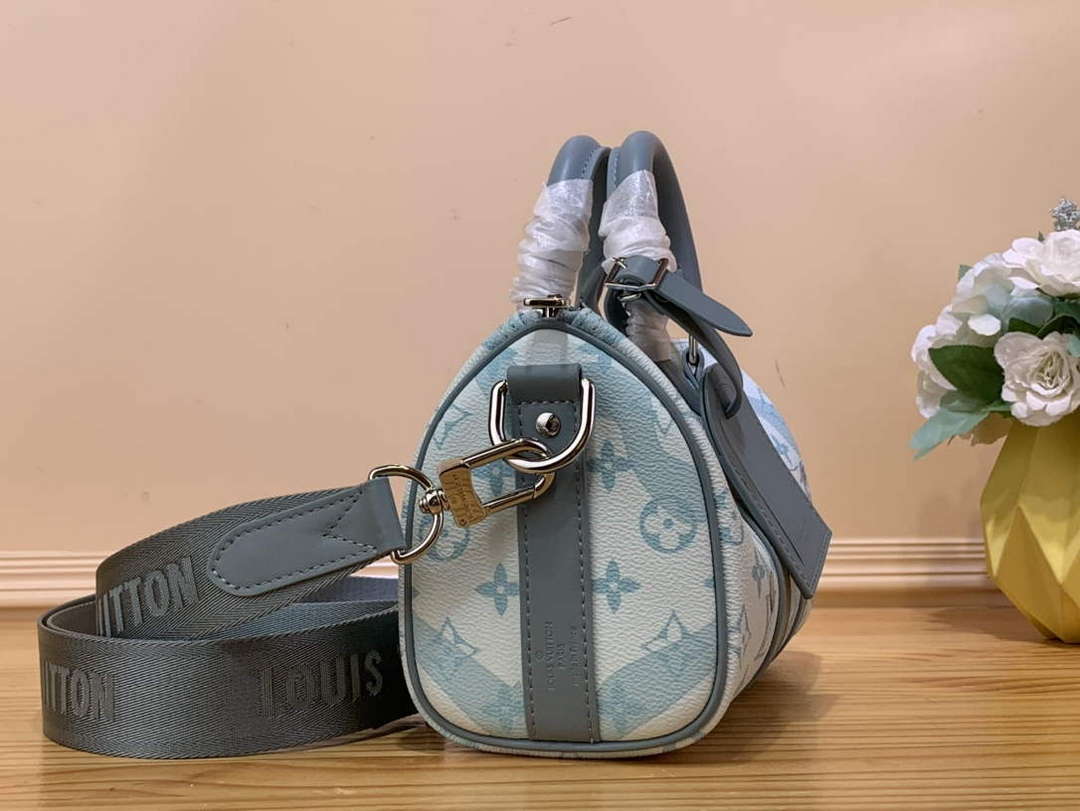 LV M22527 Louis Vuitton Keepall Bandouliere 25 Bag Crystal Blue - Default Title - View 2