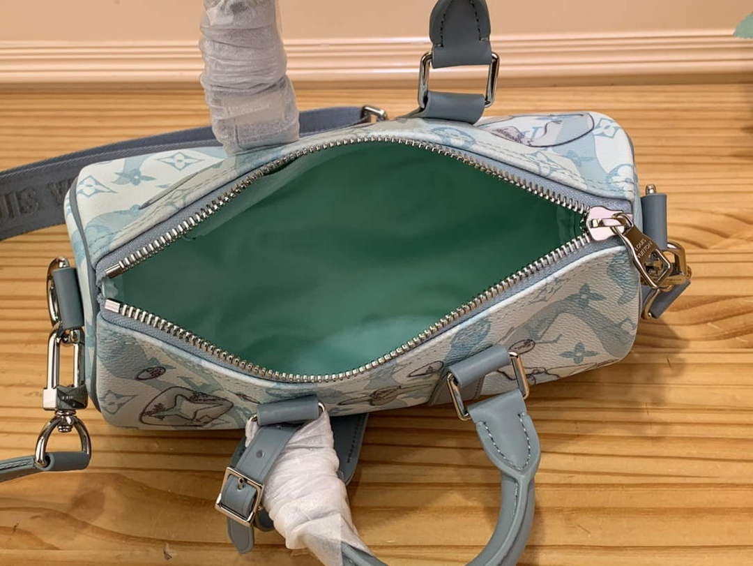 LV M22527 Louis Vuitton Keepall Bandouliere 25 Bag Crystal Blue