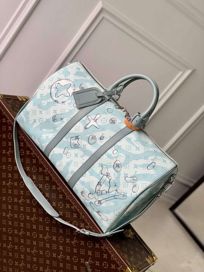 LV M22570 Louis Vuitton Keepall Bandouliere 50 Bag Crystal Blue
