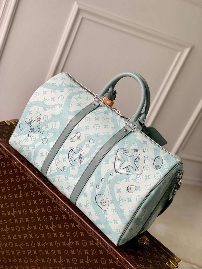 LV M22570 Louis Vuitton Keepall Bandouliere 50 Bag Crystal Blue