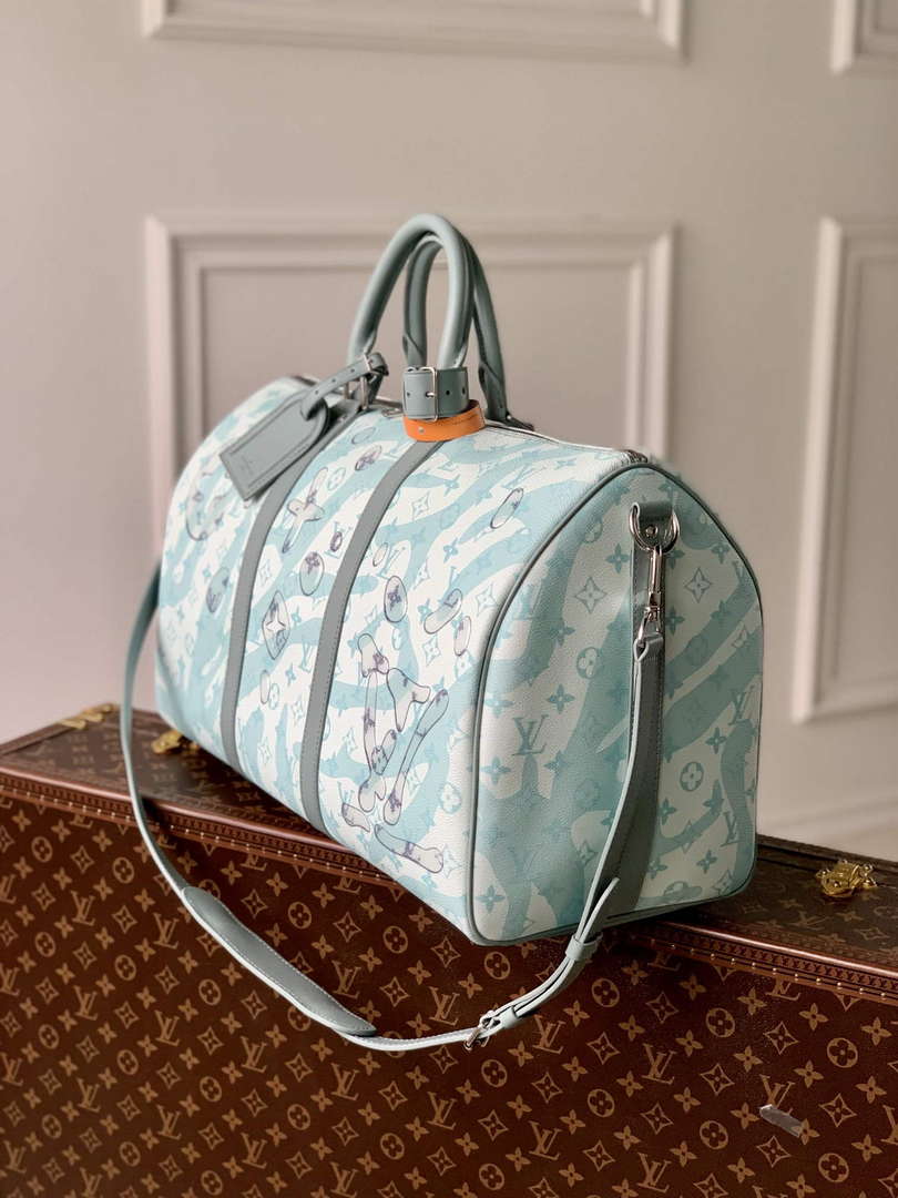 LV M22570 Louis Vuitton Keepall Bandouliere 50 Bag Crystal Blue