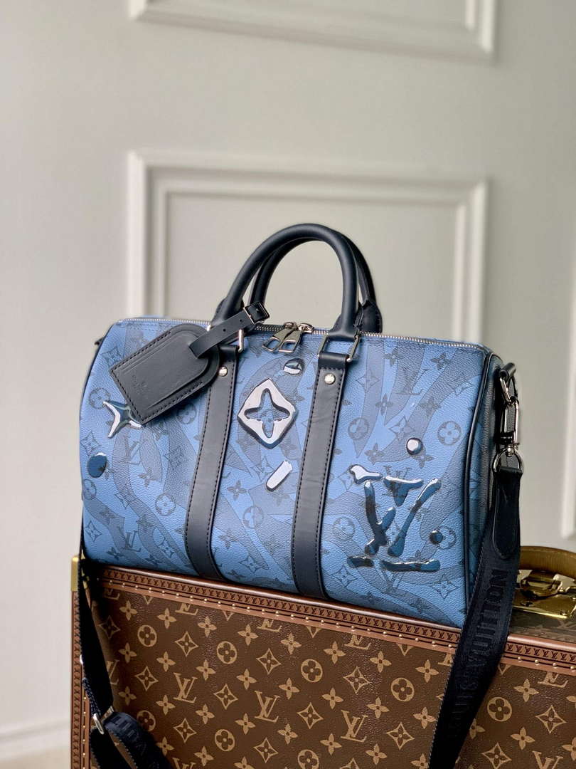 LV M22573 Louis Vuitton Keepall Bandouliere 35 Abyss Blue - Default Title - View 2