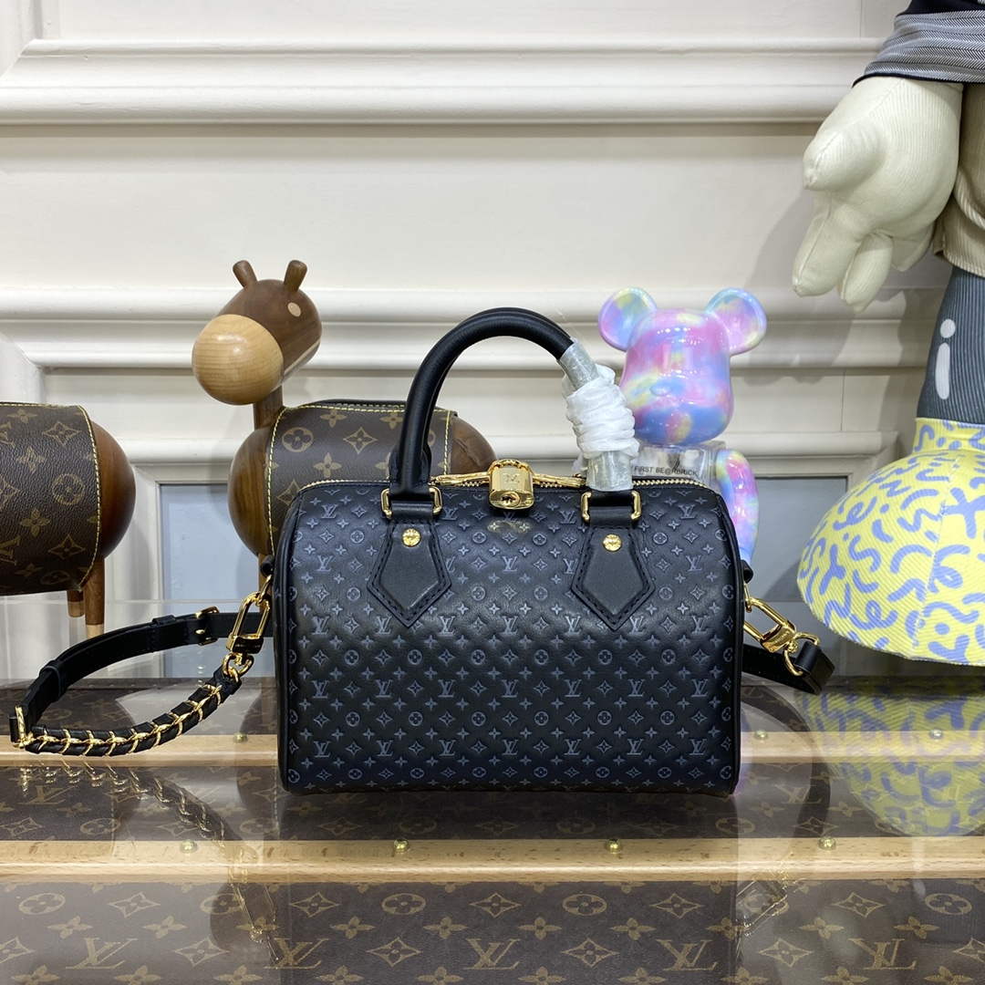 LV M22595 Louis Vuitton Speedy Bandouliere 20 Handbag Black