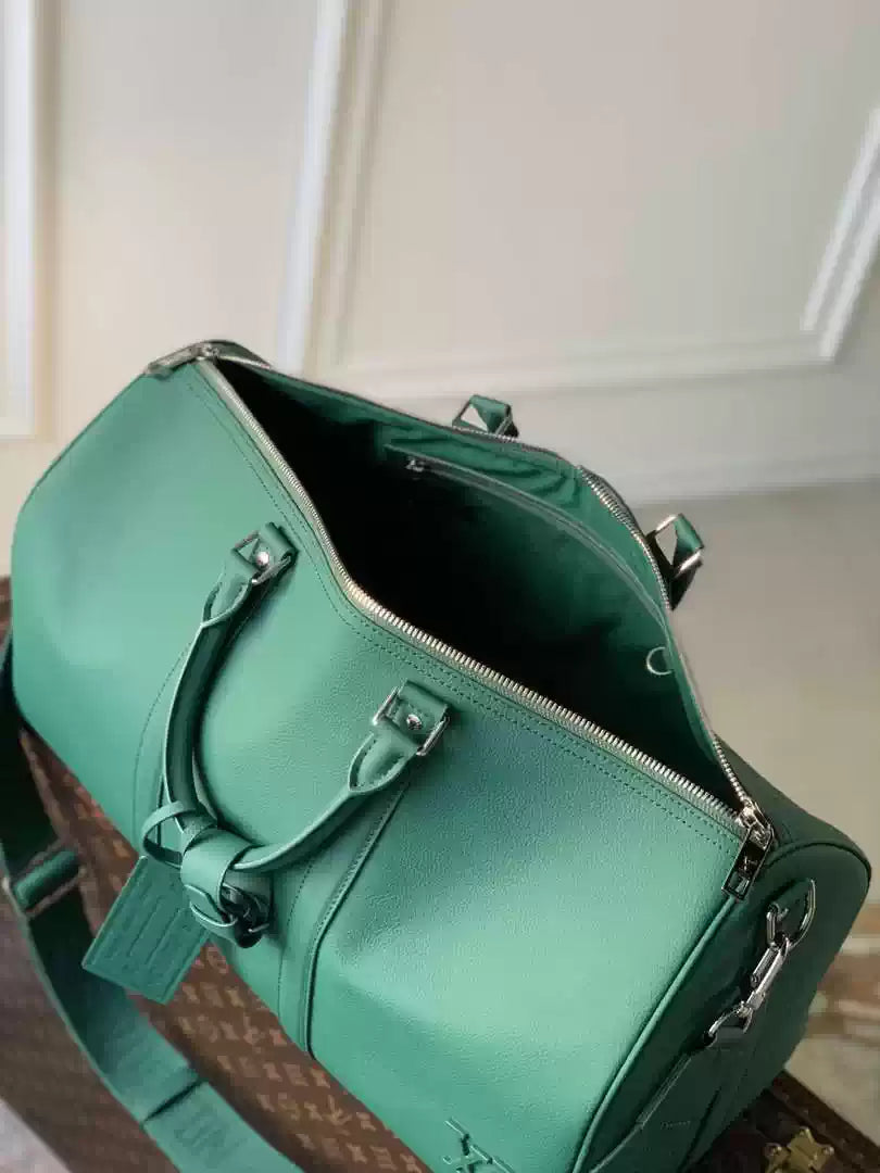 LV M22609 Louis Vuitton Keepall Bandouliere 50 LV Aerogram Bag Green - Default Title - View 8