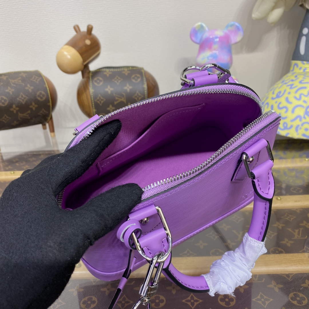 LV M22642 Louis Vuitton Alma BB Epi Handbag Lilas Provence Lilac - Default Title - View 9