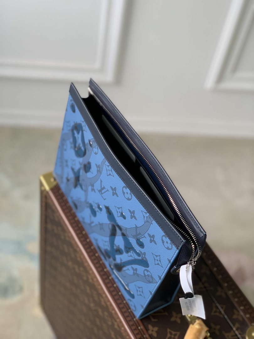 LV M22763 Louis Vuitton Pochette Voyage MM Bag Abyss Blue - Default Title - View 6