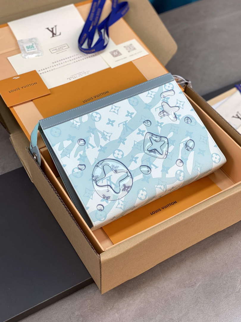 LV M22763 Louis Vuitton Pochette Voyage MM Bag Crystal Blue - Default Title - View 2