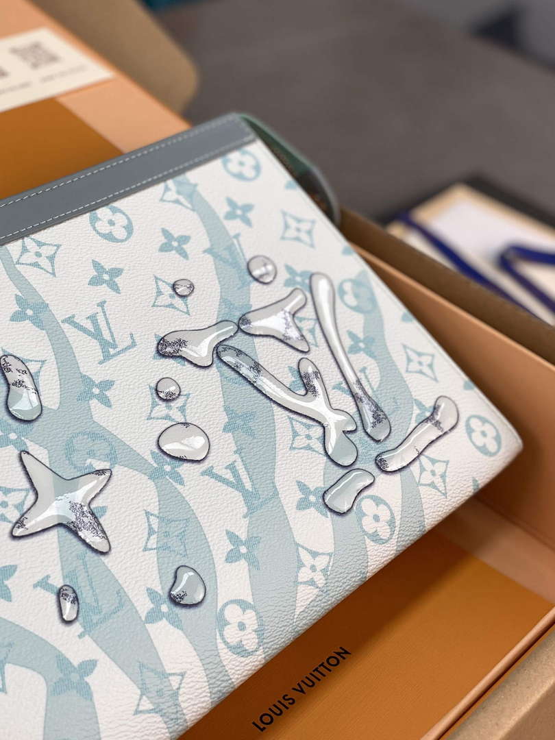 LV M22763 Louis Vuitton Pochette Voyage MM Bag Crystal Blue - Default Title - View 3