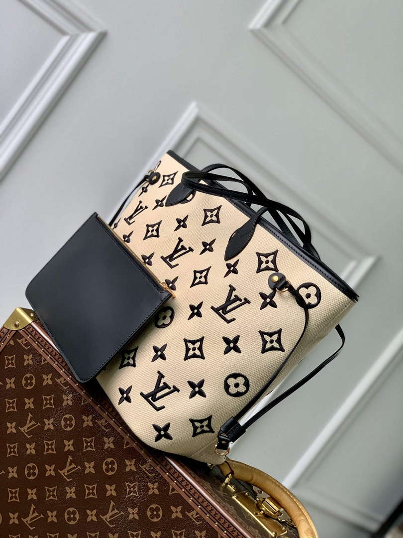 LV M22838 Louis Vuitton Neverfull MM Tote Bag Black - Default Title - View 2