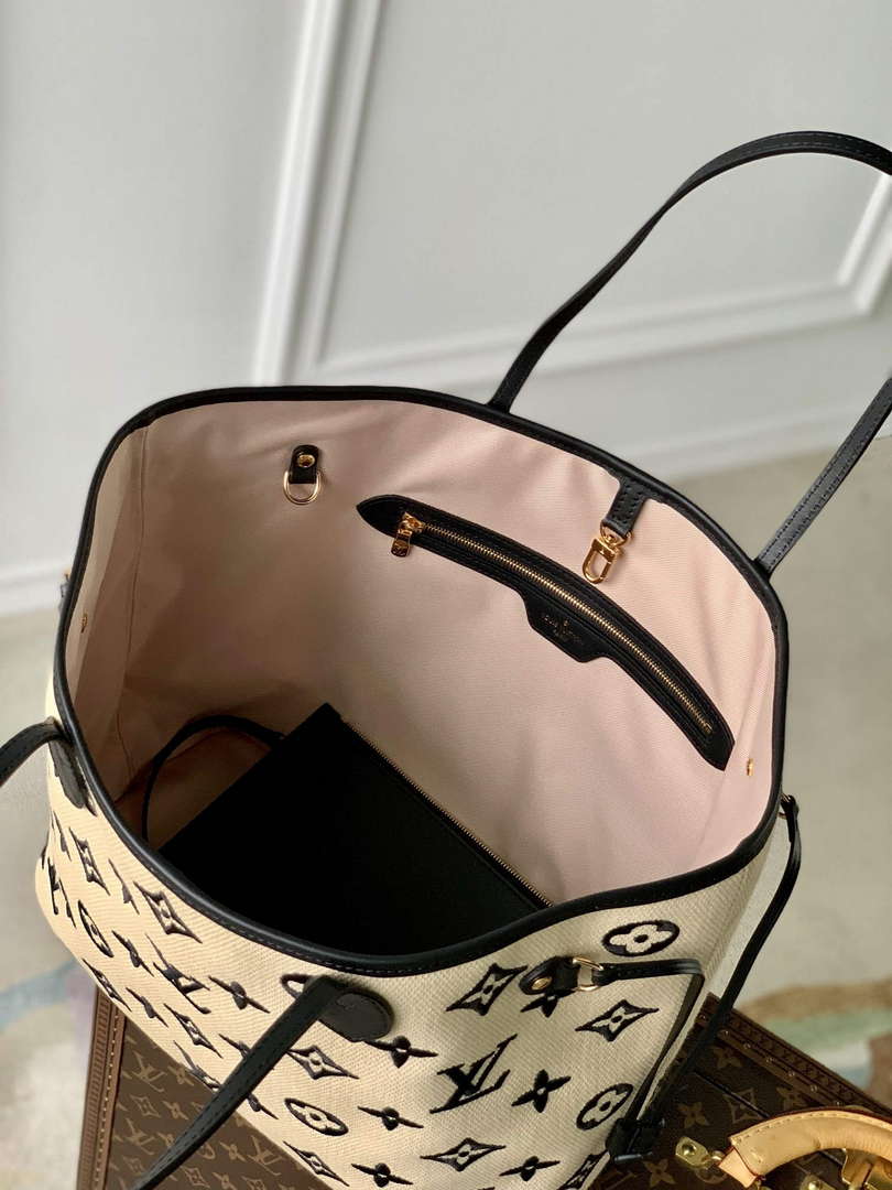 LV M22838 Louis Vuitton Neverfull MM Tote Bag Black - Default Title - View 8