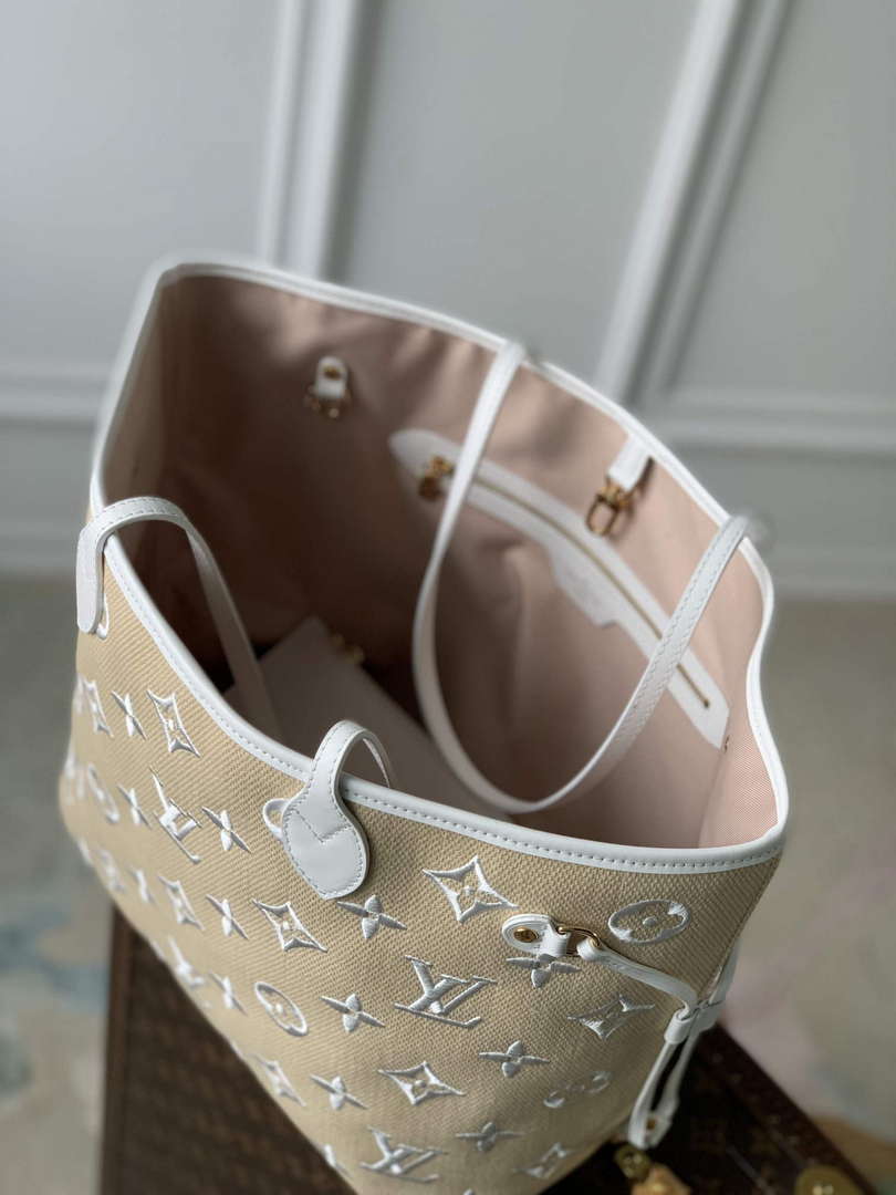 LV M22839 Louis Vuitton Neverfull MM Tote Bag White - Default Title - View 8
