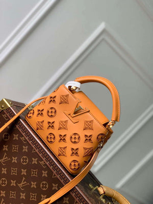 LV M22863 Louis Vuitton Capucines Mini Handbag Saffron Yellow - Default Title - View 1