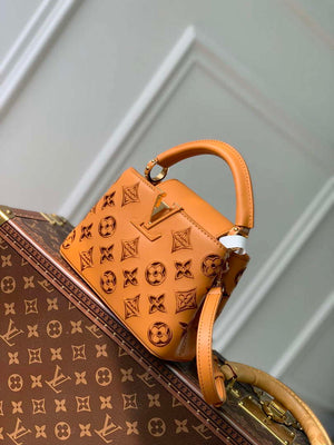 LV M22863 Louis Vuitton Capucines Mini Handbag Saffron Yellow - Default Title - View 3