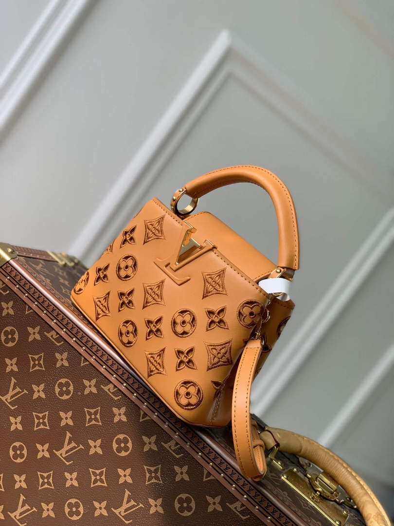 LV M22863 Louis Vuitton Capucines Mini Handbag Saffron Yellow - Default Title - View 3