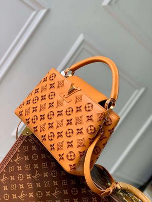 LV M22863 Louis Vuitton Capucines MM Handbag Saffron Yellow - Default Title - View 2