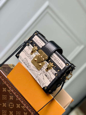 LV M22895 Louis Vuitton Petite Malle Handbag White/Black - Default Title - View 1