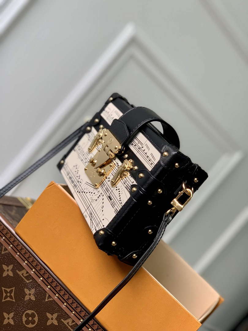 LV M22895 Louis Vuitton Petite Malle Handbag White/Black - Default Title - View 2