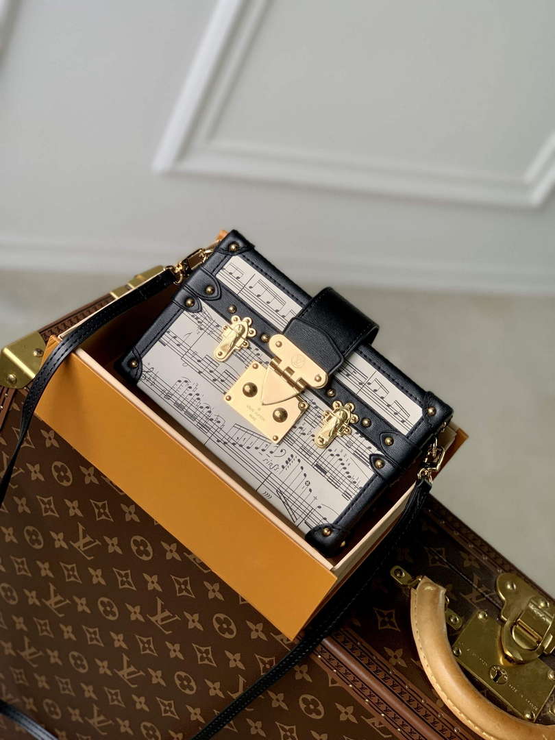 LV M22895 Louis Vuitton Petite Malle Handbag White/Black - Default Title - View 3