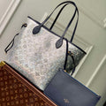 LV M22921 Louis Vuitton Neverfull MM Tote Bag Blue - Default Title - View 1
