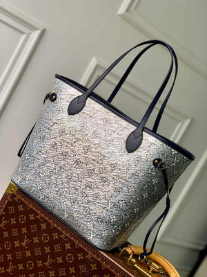 LV M22921 Louis Vuitton Neverfull MM Tote Bag Blue - Default Title - View 2