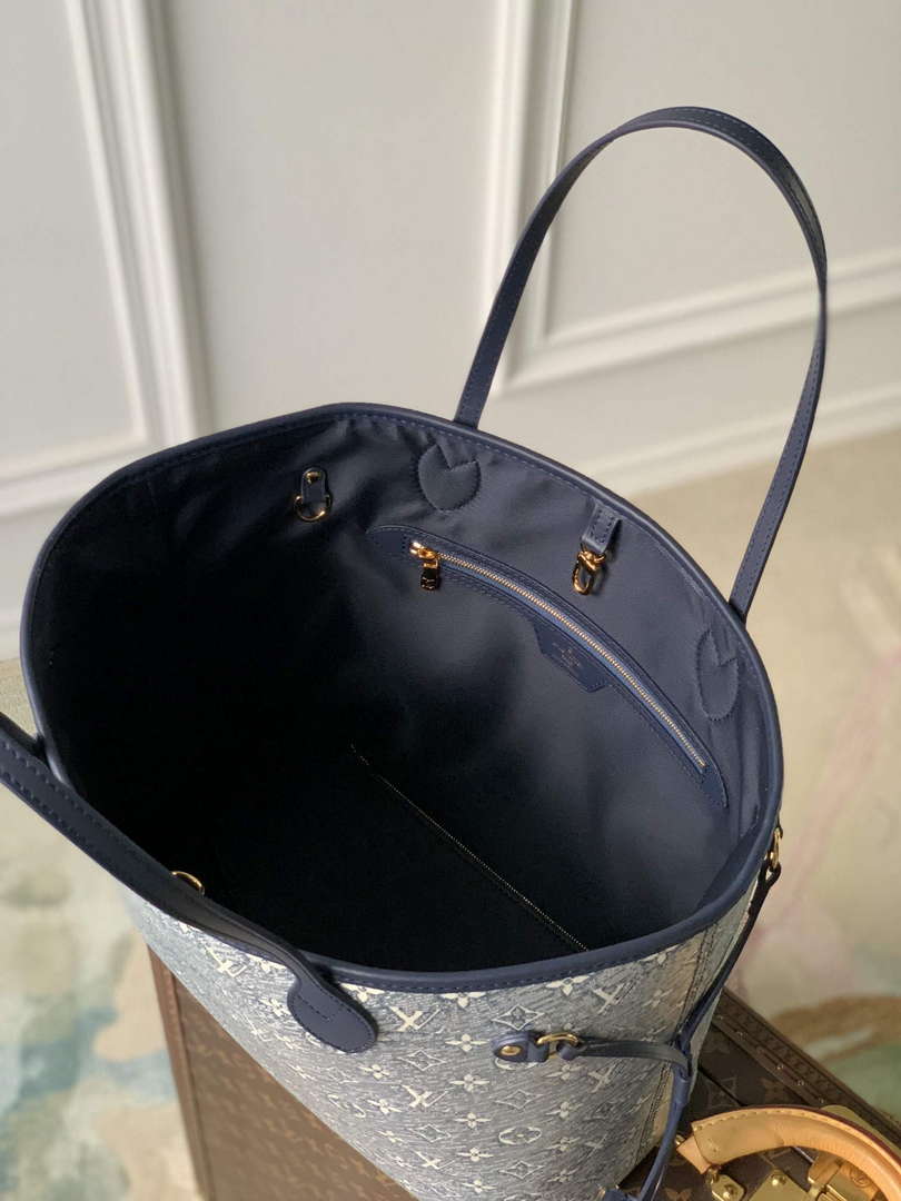 LV M22921 Louis Vuitton Neverfull MM Tote Bag Blue - Default Title - View 6