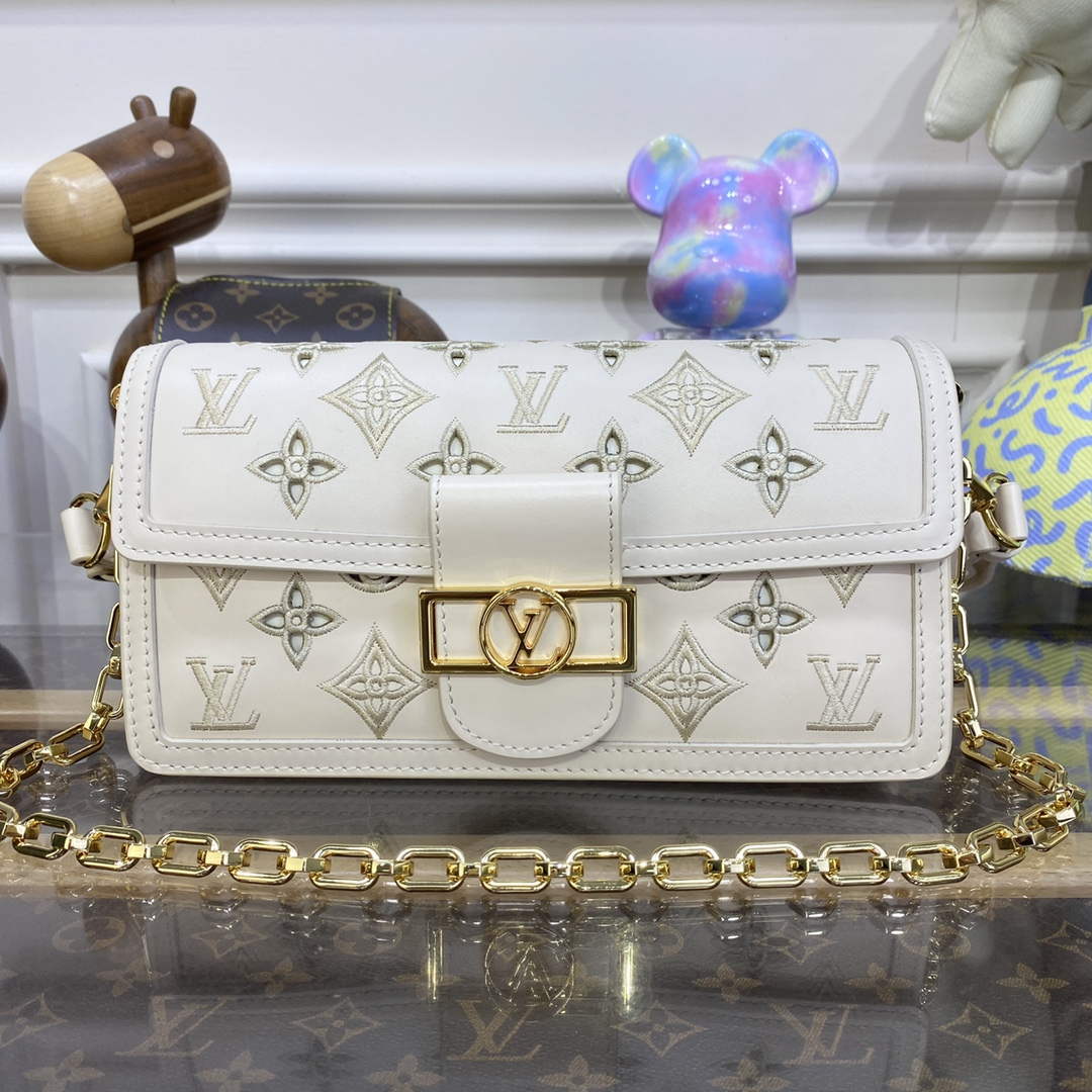 LV M22955 Louis Vuitton Dauphine East West Handbag Beige - Default Title - View 1