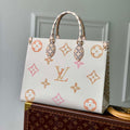 LV M22975 Louis Vuitton OnTheGo MM Tote Bag Beige - Default Title - View 1